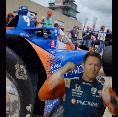Man Standing In Front Of Race Car GIF