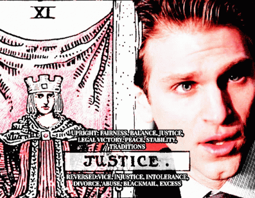 Man Standing in Front of Tarot Card Number XI
