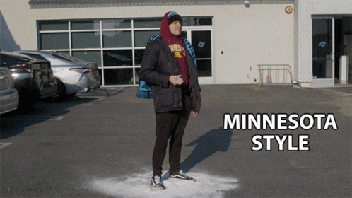 Man Standing In Parking Lot Minnesota Style GIF