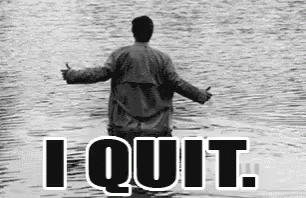 Man Standing in Water Saying I Quit