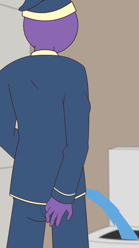 Man Standing Next to Toilet