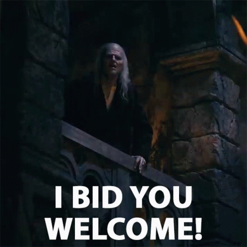 Man Standing On Balcony Saying Welcome GIF