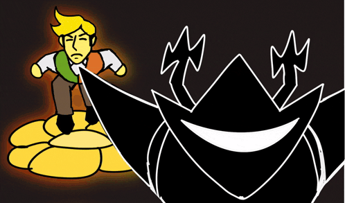 Man Standing on Gold Beside Black and White Face