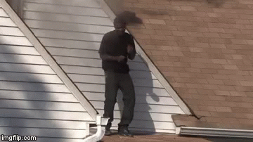 Man Standing On House Roof GIF