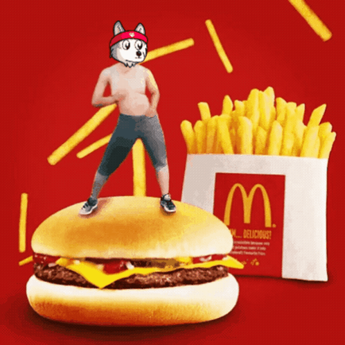 Man Standing on McDonald's Hamburger