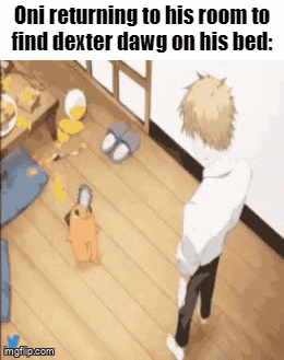 Man Standing with Dog on Floor