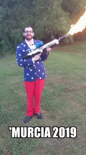 Man Standing With Flamethrower GIF