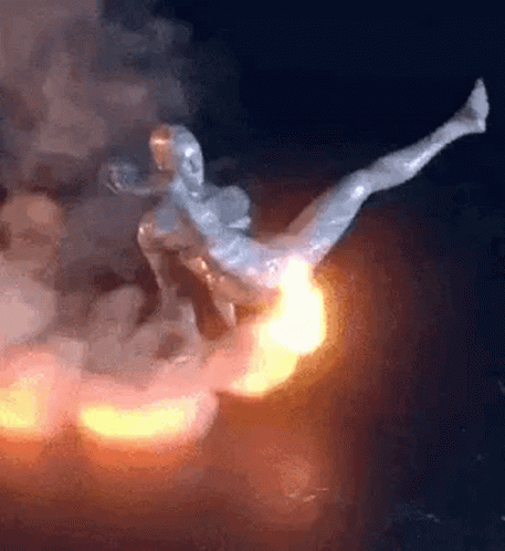 Man Statue Flying with Flame