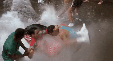Man Struggle To Breath Being Splash By Fire Hose GIF