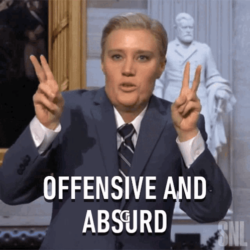 Man Suit Making Peace Sign Says Offensive Absurd GIF