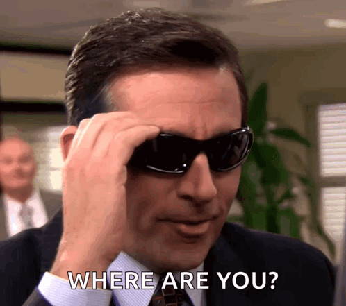Man Suit Tie Sunglasses Says Where Are You