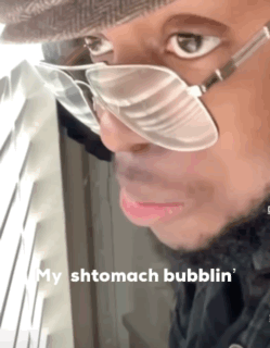 Man Sunglasses Hat Saying My Stomach Bubblin GIF