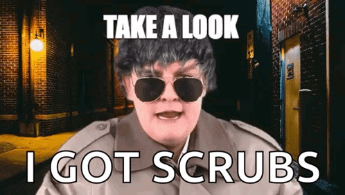 Man Sunglasses Trench Coat Says Take A Look I Got Scrubs