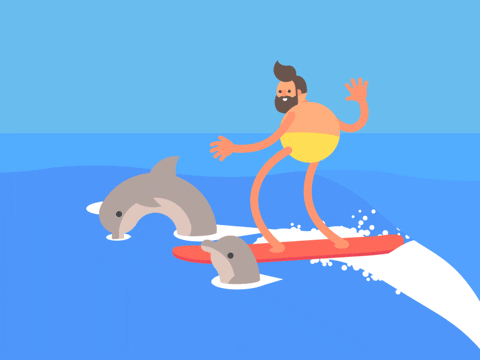 Man Surfing Dolpin Animation GIF