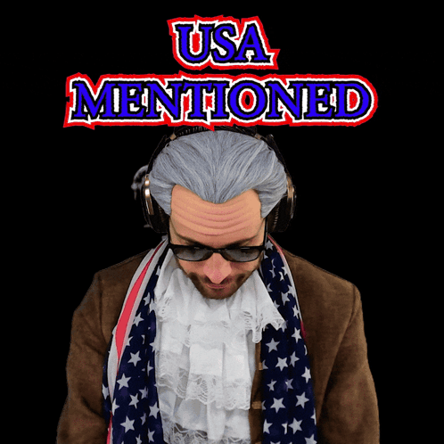 Man Surrounded by American Flags