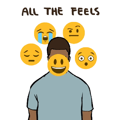 Man Surrounded by Smiley Faces All the Feels