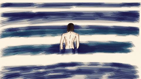 Man Swimming Ocean Waves GIF