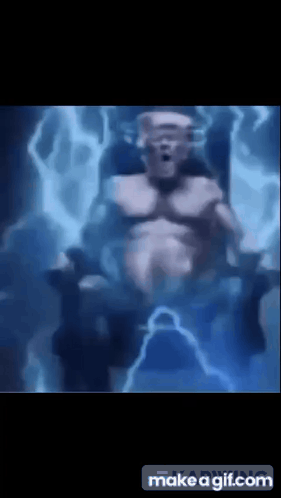 Man Swimming With Lightning Bolt From Mouth