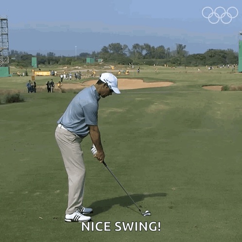 Man Swinging Golf Club Nice Swing GIF