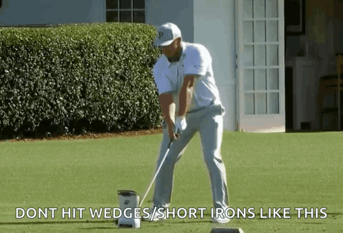 Man Swinging Golf Club Saying Don't Hit Wedges GIF