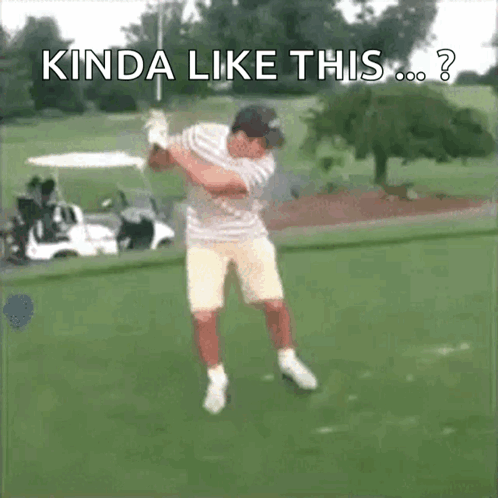 Man Swinging Golf Club Saying Kinda Like This GIF