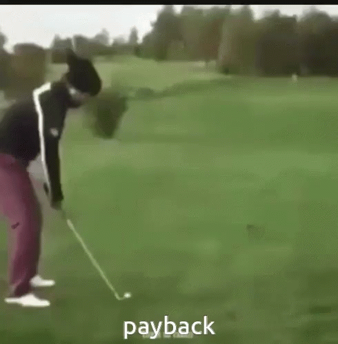 Man Swinging Golf Club with Payback Text