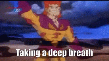 Man Taking Deep Breath