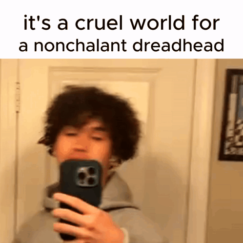 Man Taking Mirror Selfie It's a Cruel World for a Nonchalant