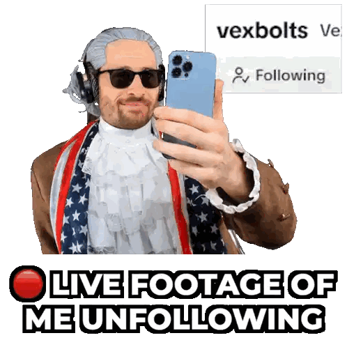Man Taking Selfie With Live Footage Text