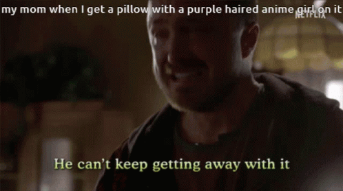 Man Talking About Mom Gets Purple-Haired Anime Girl Pillow