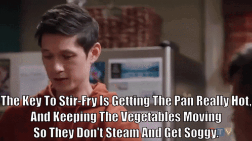 Man Talking About Stir Fry Keeping Vegetables Moving