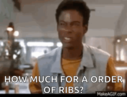 Man Talking How Much for Ribs