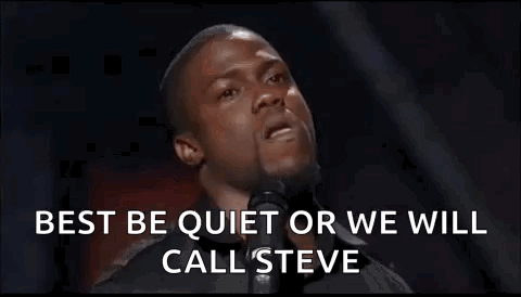 Man Talking Into Microphone Best Be Quiet Or We Will Call Steve