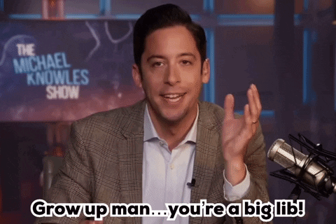Man Talking Into Microphone Grow Up Man You're A Big Lib GIF