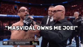 Man Talking Into Microphone Masvidal Owns Me Joe
