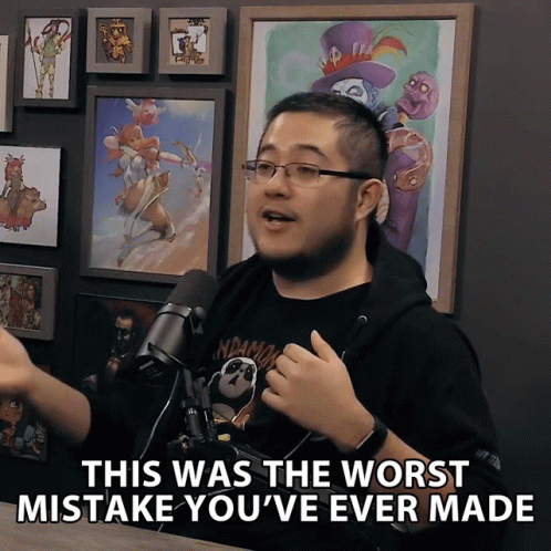 Man Talking Into Microphone This Was the Worst Mistake You've Ever Made