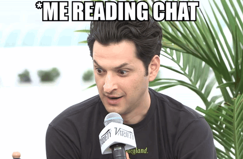 Man Talking Into Variety Microphone Me Reading Chat