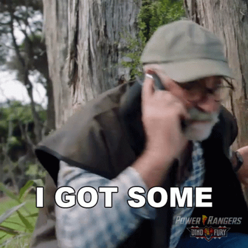 Man Talking on Cell Phone Saying I Got Some