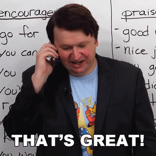 Man Talking on Cell Phone Says That's Great