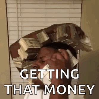 Man Talking on Phone with Money Stack
