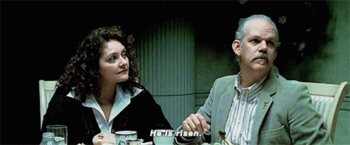 Man Telling Woman He Is Risen GIF