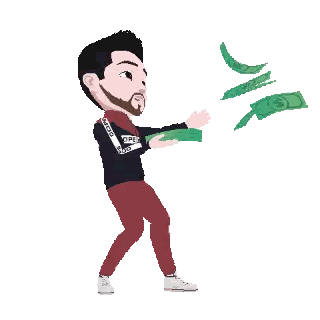 Man Throwing Money with Dollar Sign
