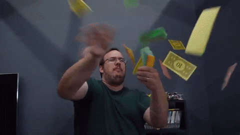 Man Throwing Monopoly Money With One Hand GIF
