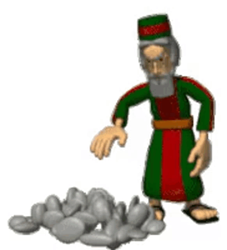 Man Throwing Rock Beside Rock Pile