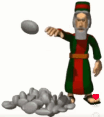 Man Throwing Rock in Air
