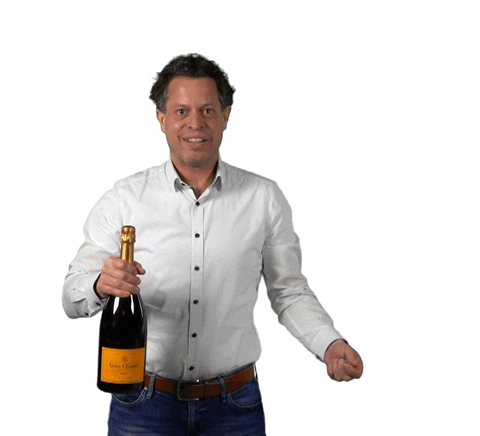 Man Throws Confetti Happy Birthday Champagne GIF
