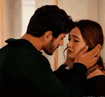 Man Touching Woman's Face in Painting