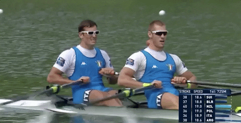 Man Try Hard To Row The Boat To Win GIF