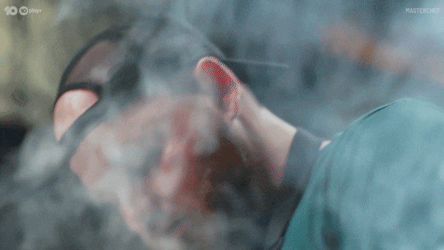 Man Try To Cook Full Of Smoke GIF