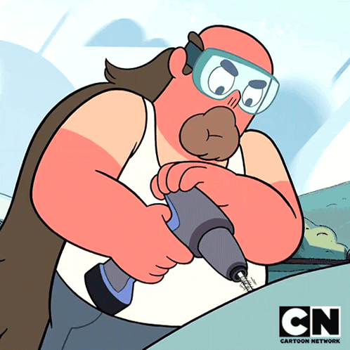 Man Using Drill Cartoon Network GIF